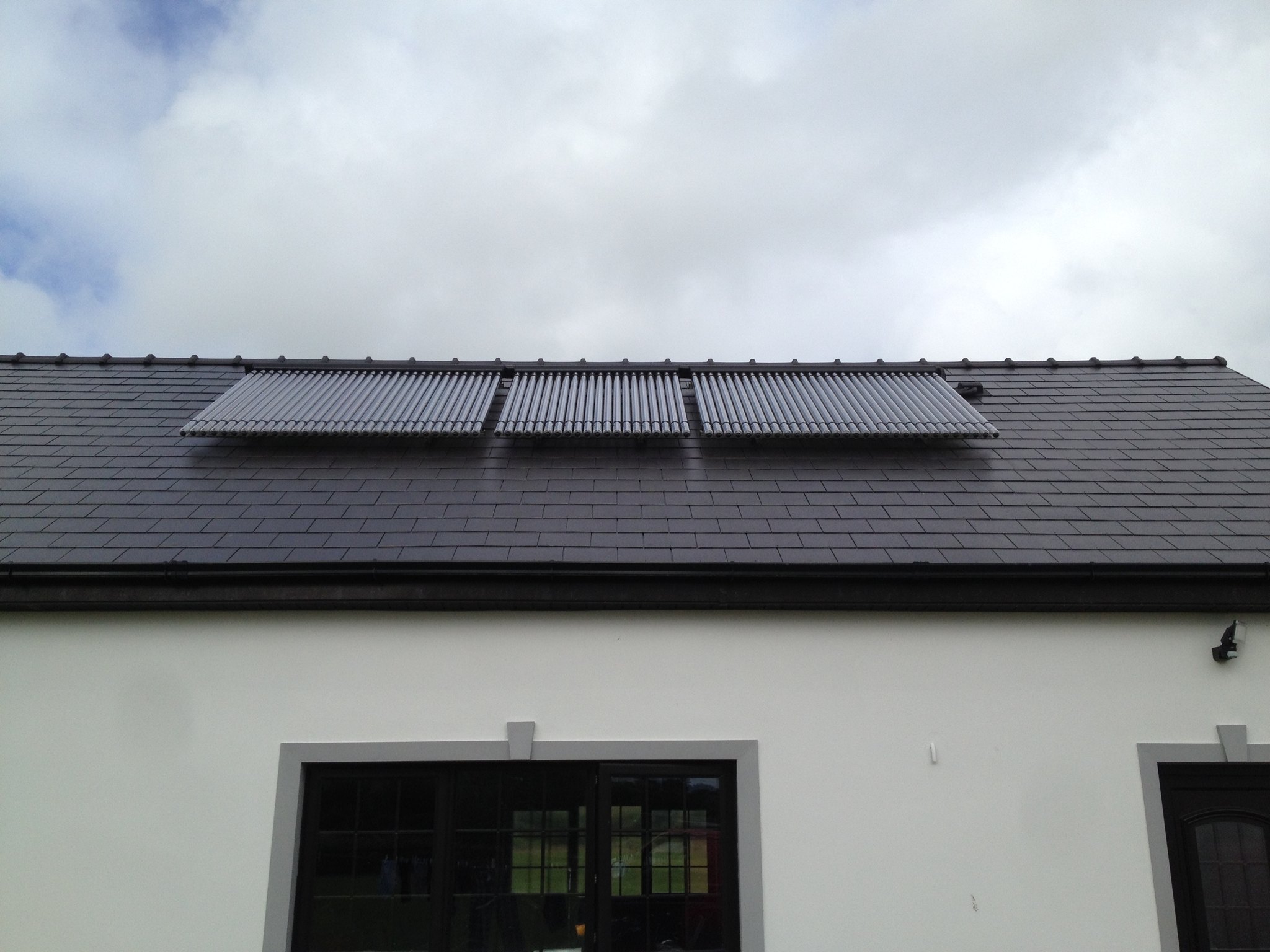 Solar panels fitted on a slate roof